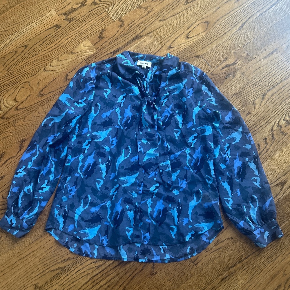 L'Agence tie neck silk blouse, size XS